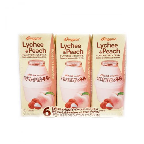 Binggrae Milk Lychee & Peach 200ml*6